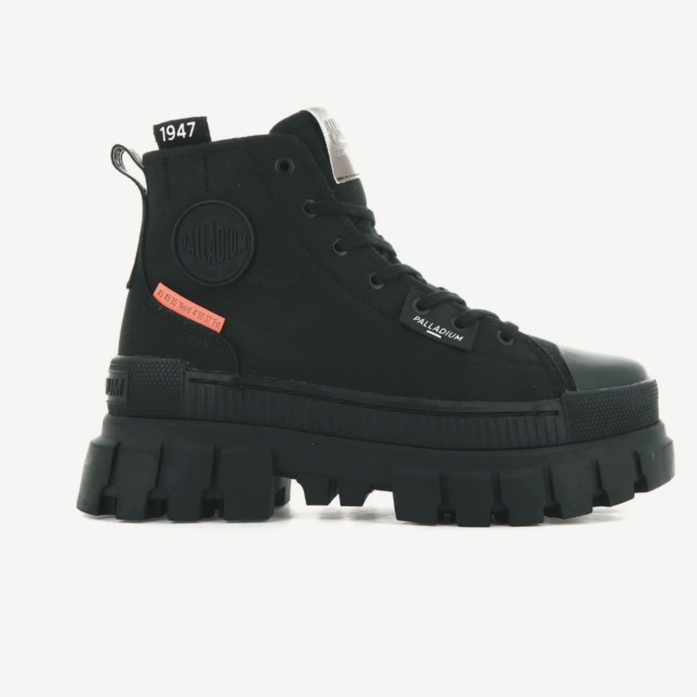 PALLADIUM REVOLT HI TX BLACK CANVAS BOOTS SHOES SIZE 8.5 NEW IN BOX
